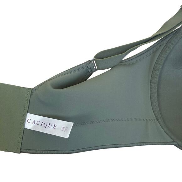 Cacique NWT Sz 40F C Wire Balconette Bra Olive Green Side-smoothing Solution - Picture 14 of 14